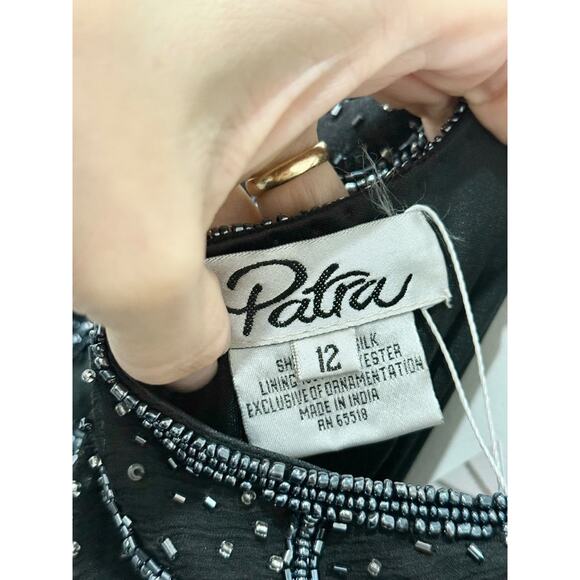 NWT Patra Mesh & Stones Beaded Scalloped Tiered Midi Dress Black Womens Size 12 - Picture 3 of 6